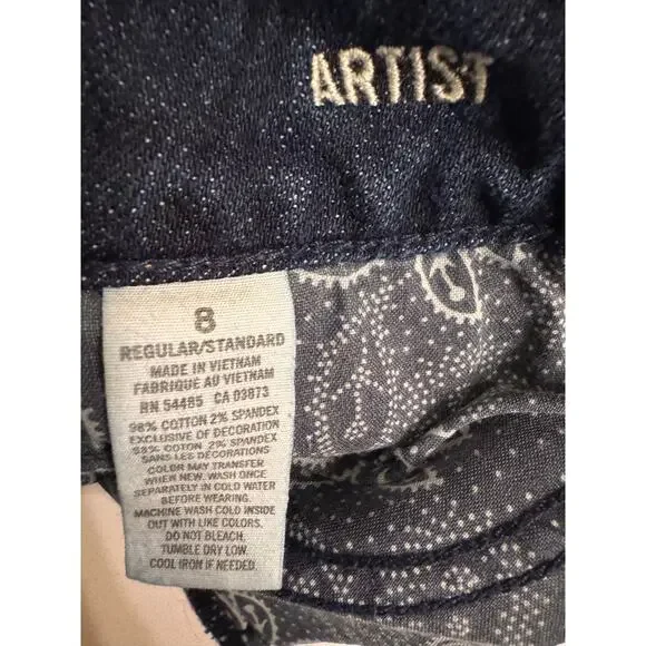 American Eagle Women's Artist Jeans Straight Crop Size 8 Dark Wash Denim 23" - Picture 3 of 3